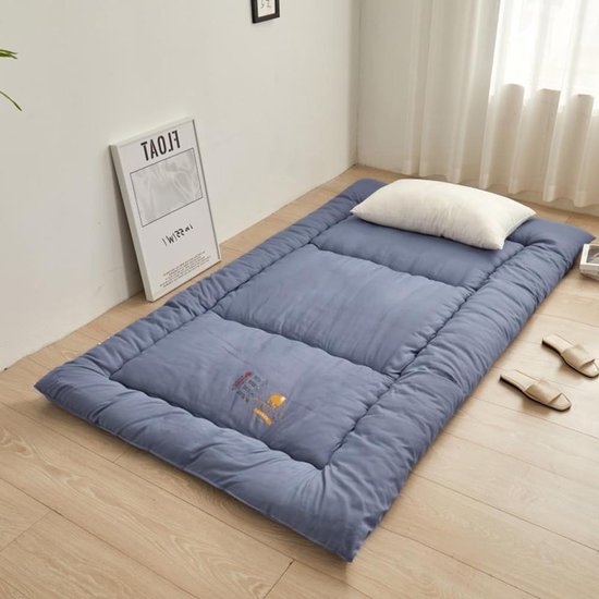 Vloermatras Futon - Logeerbed Mat - Comfortabel Slapen - Extra Dik Gewatteerd - 120x200cm - Blauw