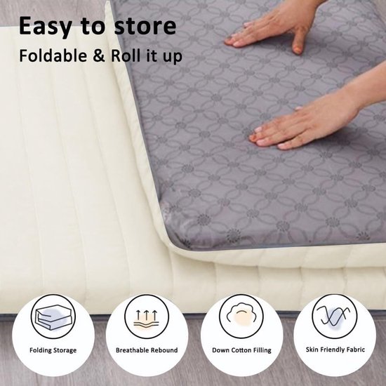 Vloermatras Futon - Mat slaapmat - Comfortabel slapen - Drielaags ontwerp - 120x200cm - Niet gespecificeerd
