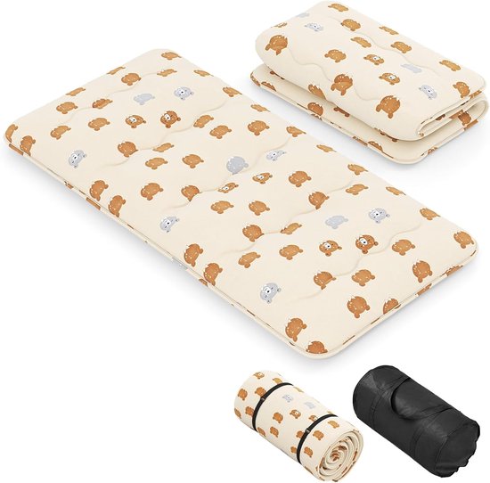 Vloermatras - Futon matras slaapmat - Compact slapen logeren - Opvouwbaar draagbaar met tas - 90 x 200 cm van Merkloos