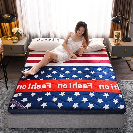 Vloermatras - Futon slaapmat - Comfortabel slapen - Warm en zacht - 90x200cm - Veelkleurig