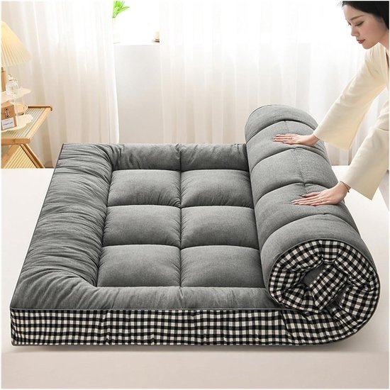 Vloermatras - Futonmatras Gastenmatras - Comfortabel Slapen - Opvouwbaar en Draagbaar - 120x200cm - Grijs