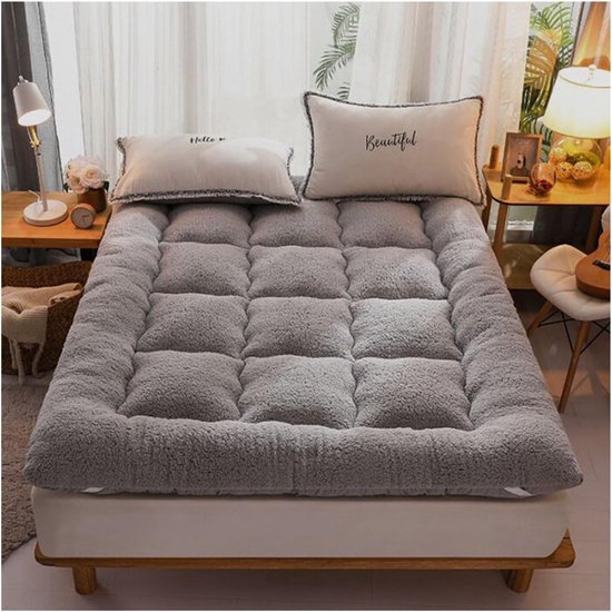 Vloermatras - Gastenmatras Futon - Comfortabel Slapen - Dubbelzijdig Ontwerp - 200 x 220 cm - Grijs