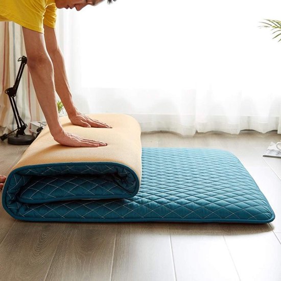 Vloermatras - Japanse futon - Comfortabel slapen - Gewatteerd ruitontwerp - 120x200cm - Groen