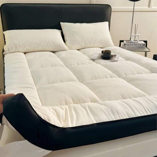 Vloermatras - Japanse futon Slaapmat - Comfortabel slapen - Oprolbaar en opvouwbaar - 90x200cm - Wit