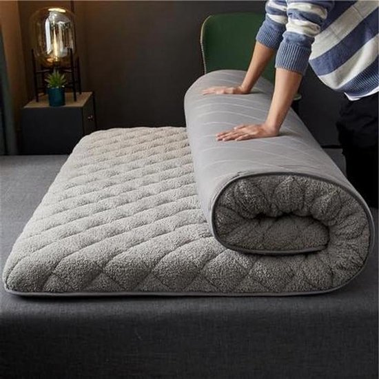 Vloermatras - Japanse futon slaapmat - Comfortabel slapen - Opvouwbaar ruimtebesparend - 90x200cm - Grijs