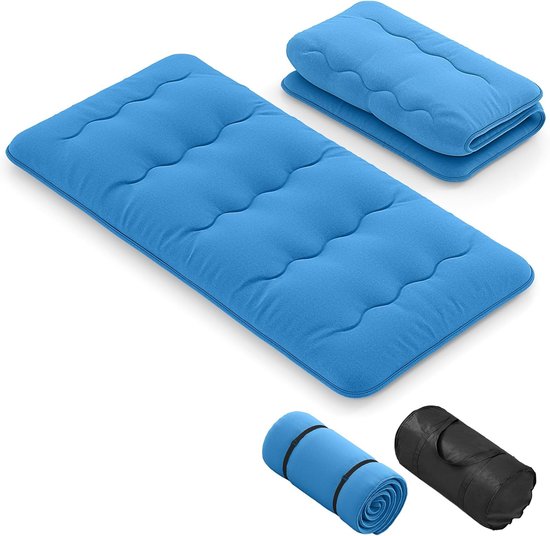 Vloermatras - Japanse futon - Slapen en rusten - Opvouwbaar en draagbaar - 90 x 200 cm - Blauw van Merkloos