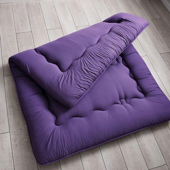 Vloermatras met hoes - Zacht slaapkussen - Comfortabel slapen - Geüpgraded 5-laags structuur - 200x220cm - Paars