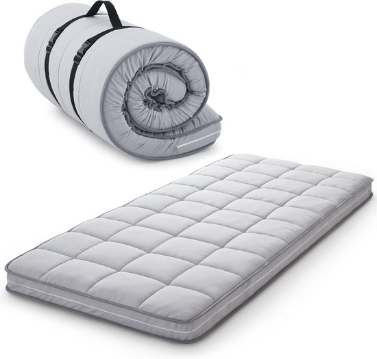 Vloermatras - Opvouwbaar bed - Extra slaapplek - 3-laags comfort - 190 x 97 cm - Grijs