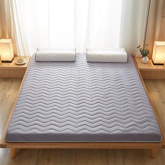 Vloermatras - Opvouwbaar futon - Comfortabel slapen - Ademend katoen - 90 x 200 cm - Grijs