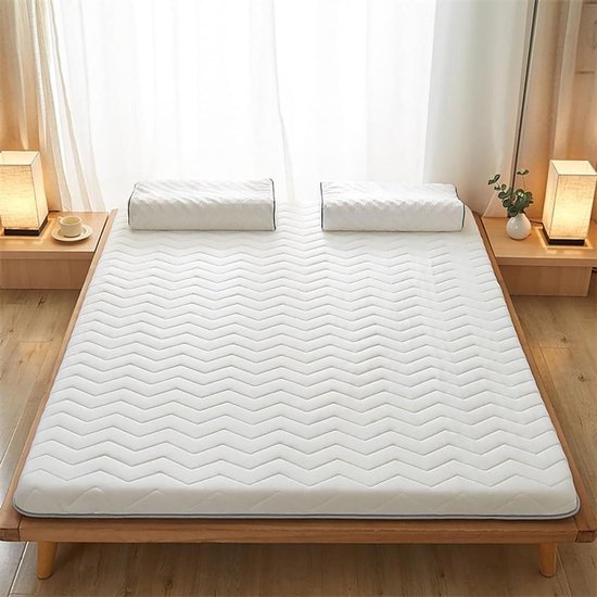 Vloermatras - Opvouwbaar futon - Comfortabel slapen - Huidvriendelijk katoen - 90 x 190 cm - Wit