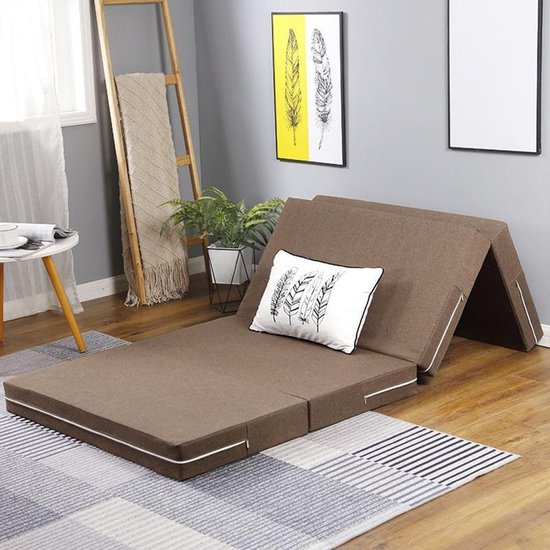 Vloermatras Opvouwbaar - Japanse Mat - Comfortabel Slapen - Hoge Dichtheid Vulling - 10 cm Dik - Koffie