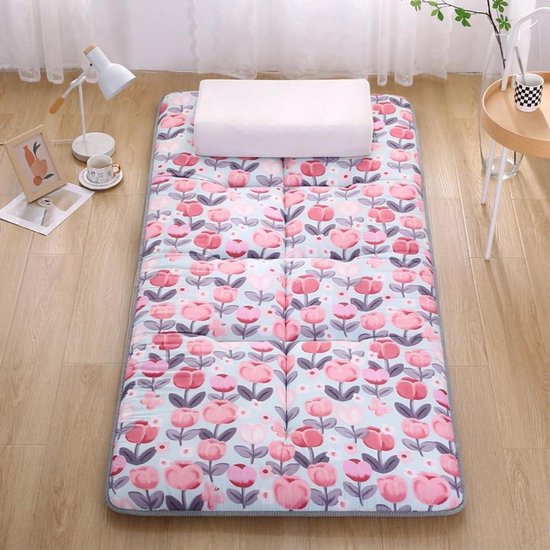 Vloermatras Opvouwbaar - Japanse Tatami - Comfortabel Slapen - Antislip Achterkant - 100x200 cm - Roze