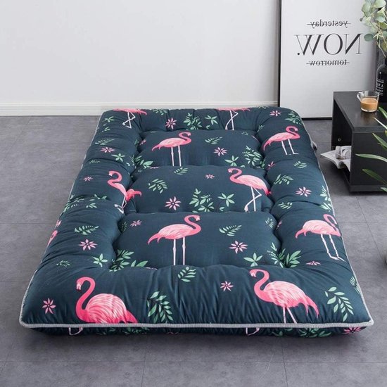 Vloermatras - Opvouwbaar Kussen - Extra Slaapplek - Dikke Vulling - 90x200cm - Flamingo