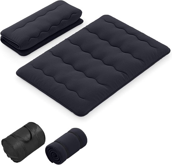Vloermatras - Opvouwbare mat - Comfortabel slapen - Afneembare hoes - 140 x 200 cm - Zwart