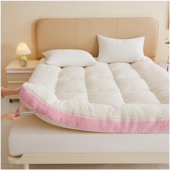 Vloermatras - Opvouwbare slaapmat - Gasten ontvangen - Ruimtebesparend ontwerp - 100 x 200 cm - Roze