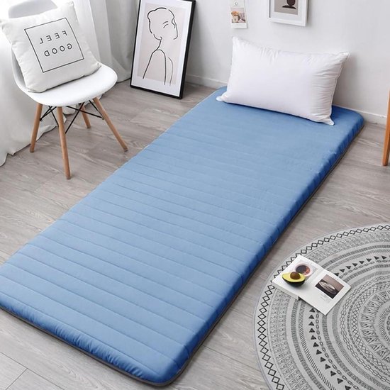 Vloermatras - Slaapmat Futon - Ruimte Besparen - Ergonomisch Ontwerp - 97x200 cm - Blauw