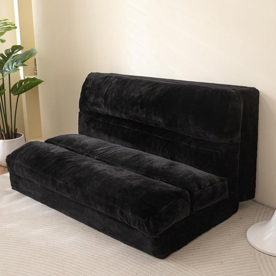 Vloermatras - Zitzak Bank - Ontspannen Zitten - Opvouwbaar Ontwerp - 100 x 240 cm - Zwart