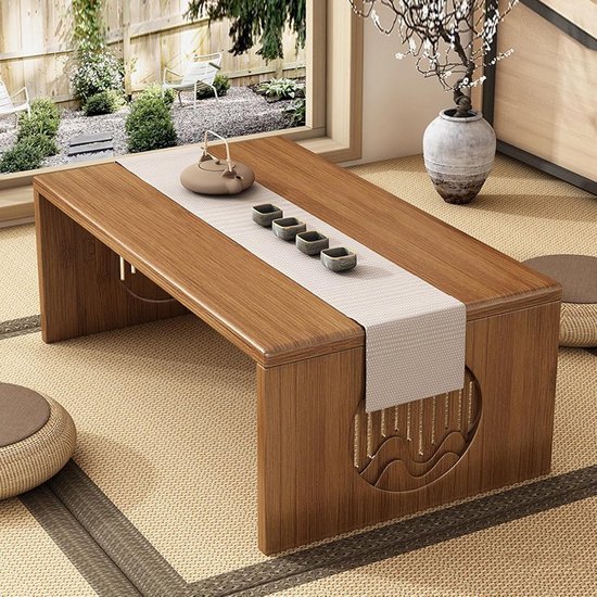Vloertafel bamboe inklapbaar lage tafel Japans design met ruimtebesparend ontwerp draagbare campingtafel 80 cm