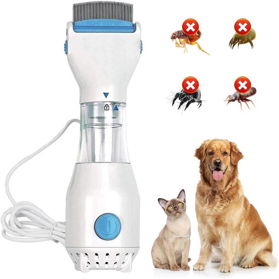 vlooienkam voor honden en katten, vlooienkam voor kleine en grote honden, katten, huisdieren, anti-vlooien en teken, met 3 filterzakken