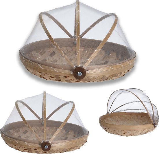 Voedselkap - Vliegenkapjes bamboe set 3 stuks - Flystopper van Merkloos