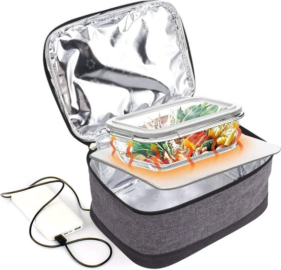 Voedselverwarmer USB Verwarming-Lunchtas Draagbare Oven Elektrische Voedselverwarmingscontainer Reiskantoor Camping - Grijs van Merkloos