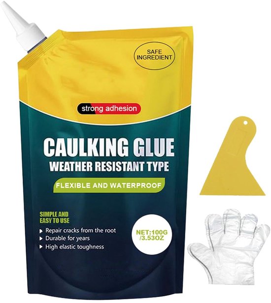 Voegenvuller Afdichtmiddel - Beton Reparatie Kit - Waterdichte Scheuren Vullen - Snel Uithardend - 100g + Hulpmiddelen van Merkloos