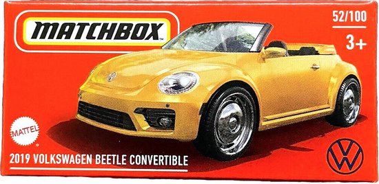 VOLKSWAGEN BEETLE 2019 CONVERTIBLE 52/100 MATCHBOX 1:64 YELLOW CABRIO van Volkswagen