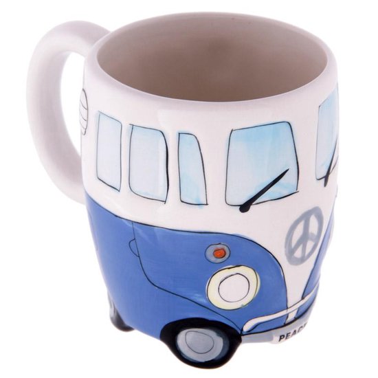 Volkswagen kampeerbus camper mok beker koffiemok kleur blauw vakantie camping van Volkswagen