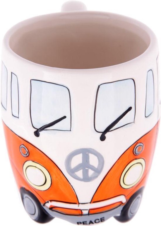 Volkswagen kampeerbus camper mok beker koffiemok kleur oranje vakantie camping