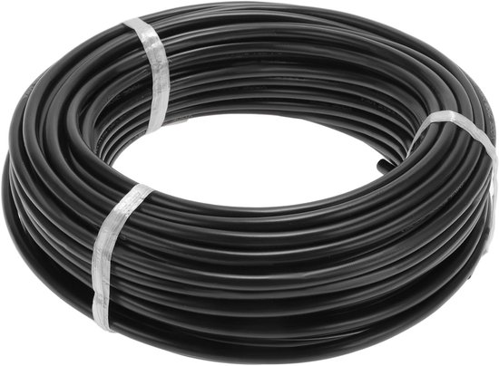 Volledig geïsoleerd aardingsdraad met soft-touch-mantel, 30 m zwart, 14AWG, 2 geleiders, ideaal voor elektrische toepassingen en beveiliging