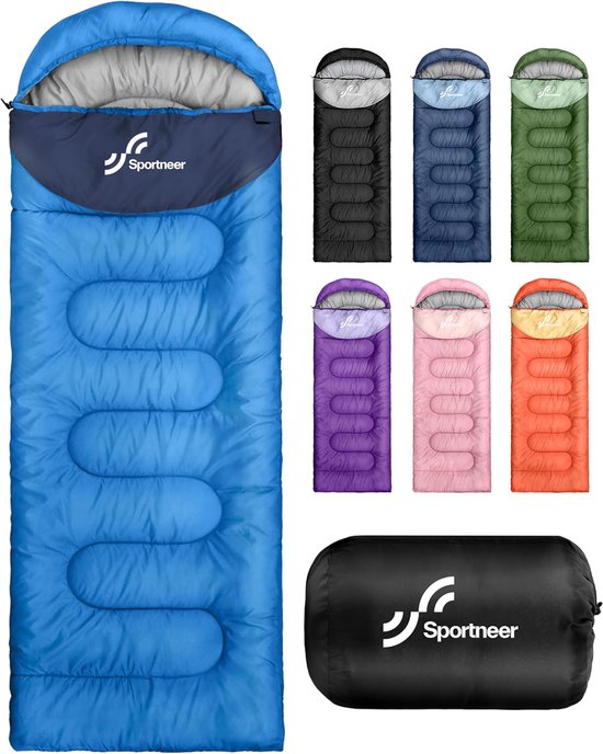 Volwassen Slaapzak 220×80cm - Kinderslaapzak - 3-4 Seizoenen - Lichtgewicht - Backpacking - Kouweerstand - Compact - Kampeer Slaapzak (Sky Blue) van Merkloos