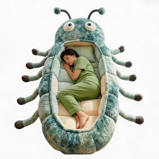 Volwassen Slaapzak - Rups Design - Knusse Ontspanning - Machinewasbaar - 180x80cm - Lichtblauw