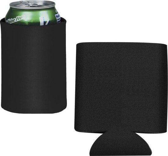 Voordeelset 10x Stuks blikjes koeler/koelhoud hoesjes/bierblik hoesjes - zwart - Frisdrank/bier blikjes koel houden van Merkloos