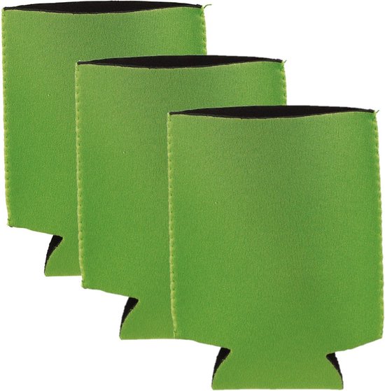 Voordeelset van 12x stuks blikjes koeler / koelhoud hoesjes / bierblik hoesjes - lime groen - Frisdrank/bier blikjes koel houden van Pukkr