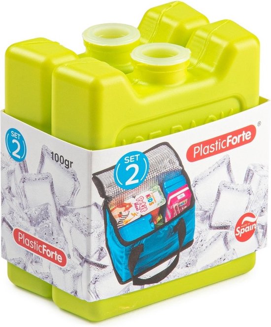 Voordeelset van 2x stuks kleine koelelementen 7 x 8 cm in het groen plastic van Orange85
