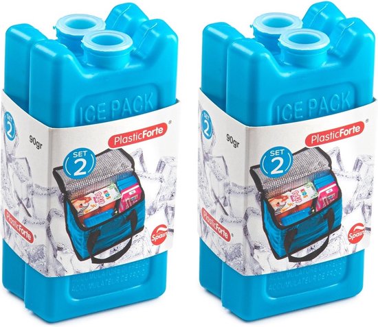 Voordeelset van 4x stuks koelelementen 11 x 5.5 cm in het blauw plastic van Koelbeer