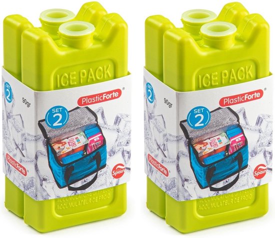 Voordeelset van 4x stuks koelelementen 11 x 5.5 cm in het groen plastic van Benson