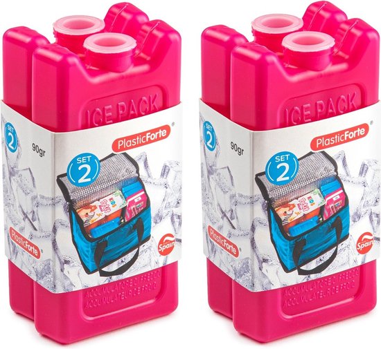 Voordeelset van 4x stuks koelelementen 11 x 5.5 cm in het roze plastic van Benson