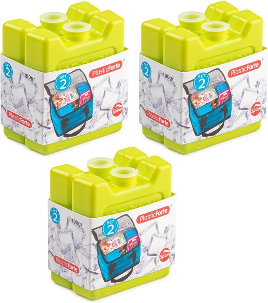 Voordeelset van 6x stuks kleine koelelementen 7 x 8 cm in het groen plastic van Smartfun