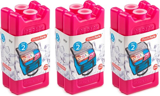 Voordeelset van 6x stuks koelelementen 11 x 5.5 cm in het roze plastic van Sajaia