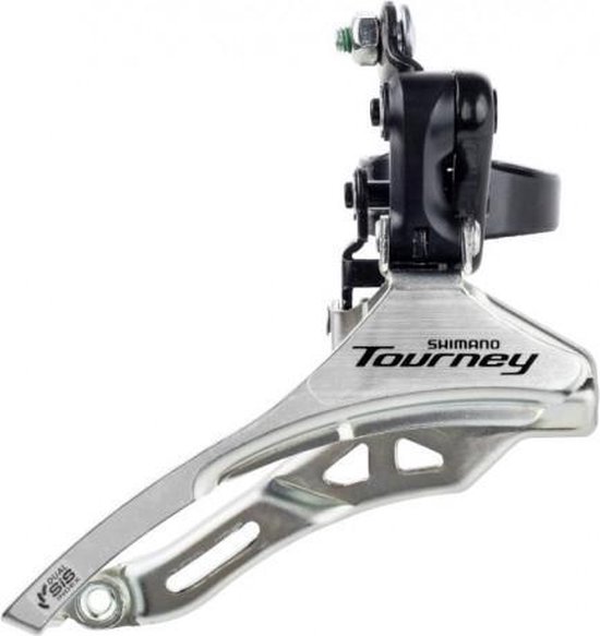 Voorderailleur Shimano Tourney FD-TY300 3x6/7 speed - down swing - down pull - hoge klem 34,9 mm - 42T - (66-69°) van Vö