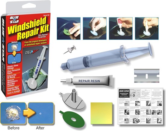 Voorruit Reparatie Kit - Glas Herstel Set - Schade Verhelpen - Diep Penetrerende Hars - 28 oz van Merkloos
