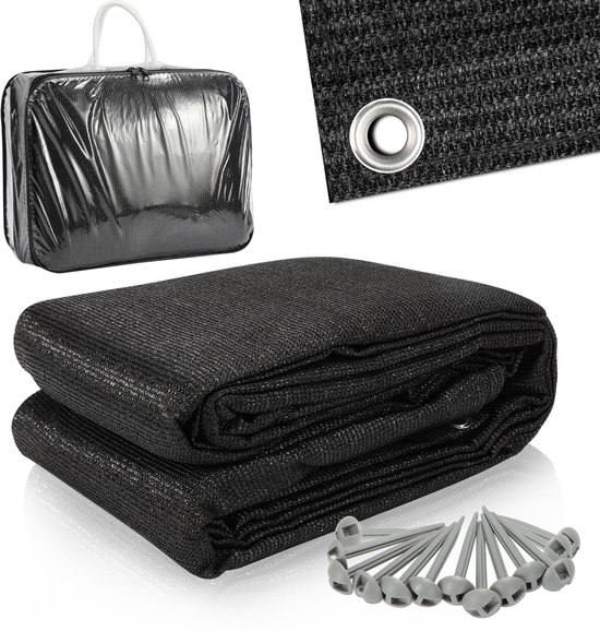 Voortent tapijt campingtapijt Voortenttapijt Zwart Tenttapijt campingdoek Tenttapijt - HDPE Tapijt - 250x400CM