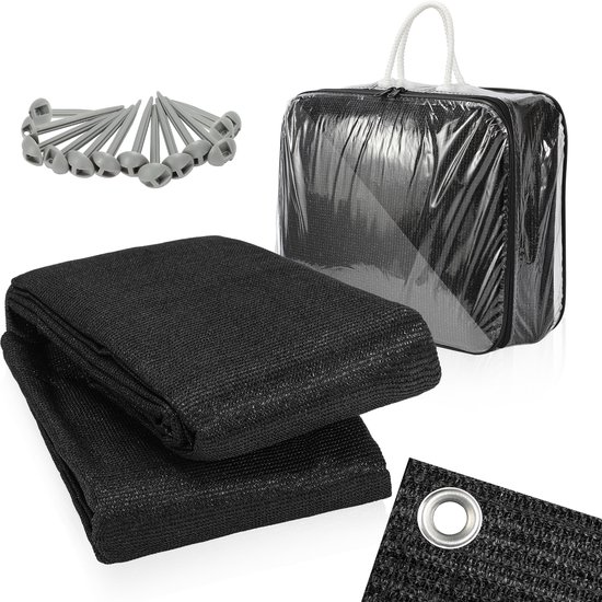 Voortent tapijt campingtapijt Voortenttapijt Zwart Tenttapijt campingdoek Tenttapijt - HDPE Tapijt - 400x600CM van Merkloos