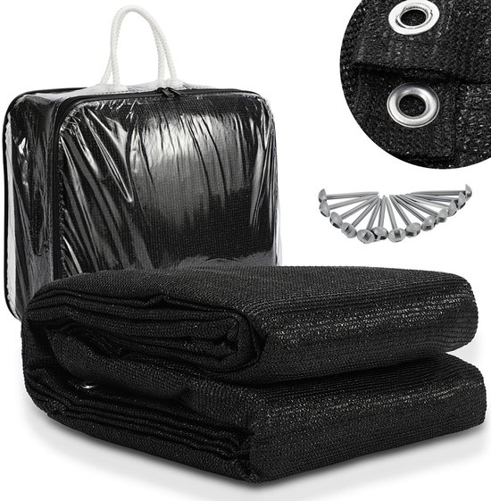 Voortenttapijt - Tentkleed buiten - Camping en outdoor - Waterdoorlatend HDPE - 200 x 200 cm - Zwart