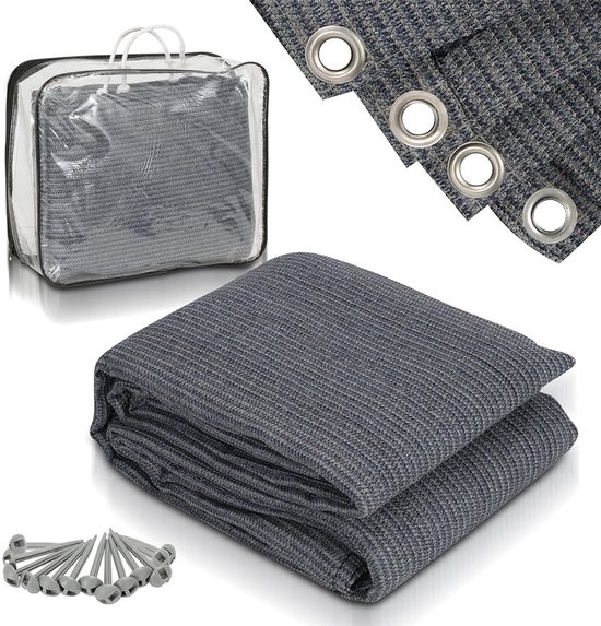 Voortenttapijt - Tenttapijt - 200 x 200 cm - HDPE - Luifel Mat Met Spijkers en Gaten Camping - Outdoor Camping Accessoires - Voor Kampeertent, Caravan, Caravan, Kampeertapijt voor Buiten - Grijs
