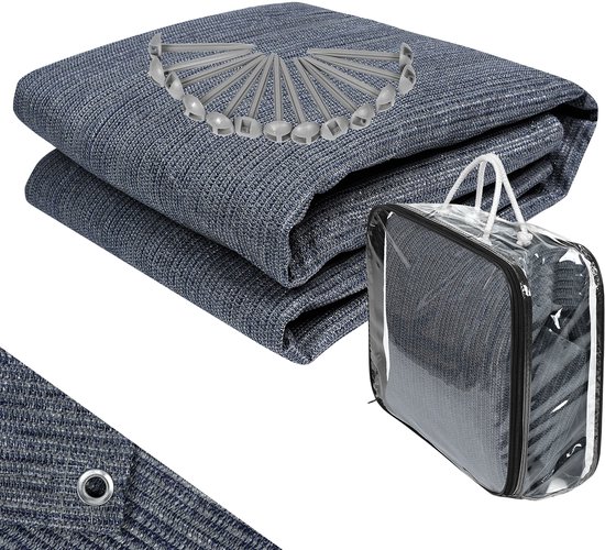 Voortenttapijt Tenttapijt Ondertapijt voor buiten kamperen Voortenttapijt Campingmat Voortenttapijt Voortentvloer van HDPE Tentvloer Zacht met draagtas voor tent Camper Blauw-grijs 300x600cm van Merkloos