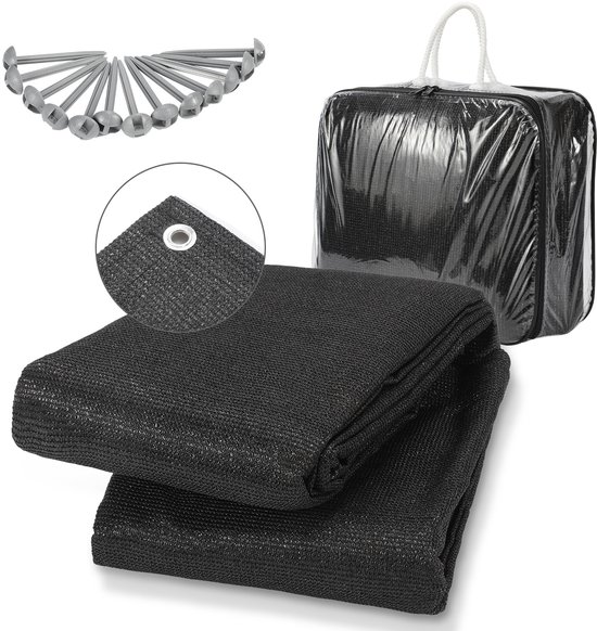 Voortenttapijt - Zwart - 300 x 300 cm - HDPE - 13 haringen - Tenttapijt voor buiten - Kampeertapijt