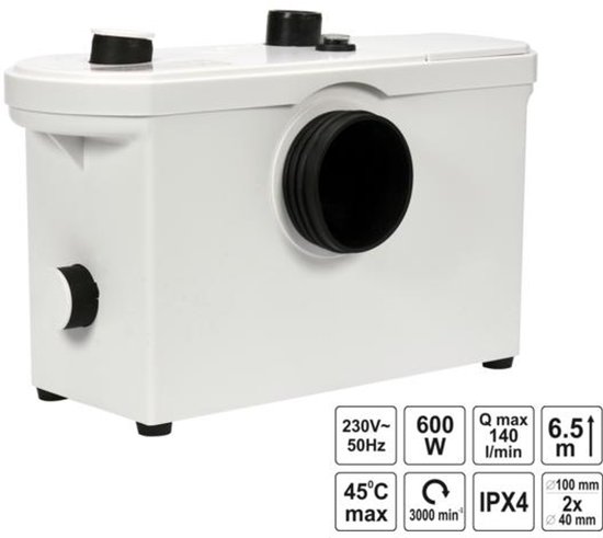 Vorel 75951 - WC Pomp met Vergruizer - 600W - IPX4 - 6,5 m van Merkloos