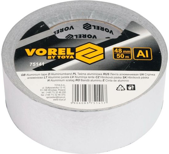 Vorel - Aluminiumtape - 48mm x 50m - Thermisch en Mechanisch Bestand van Vorel